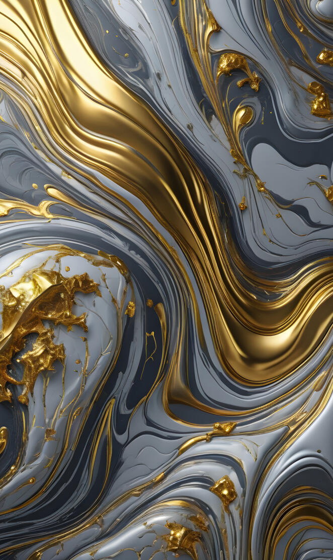 a gold and silver paint pour