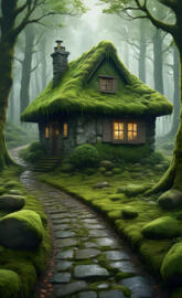 Mossy House Hidden in the Woods