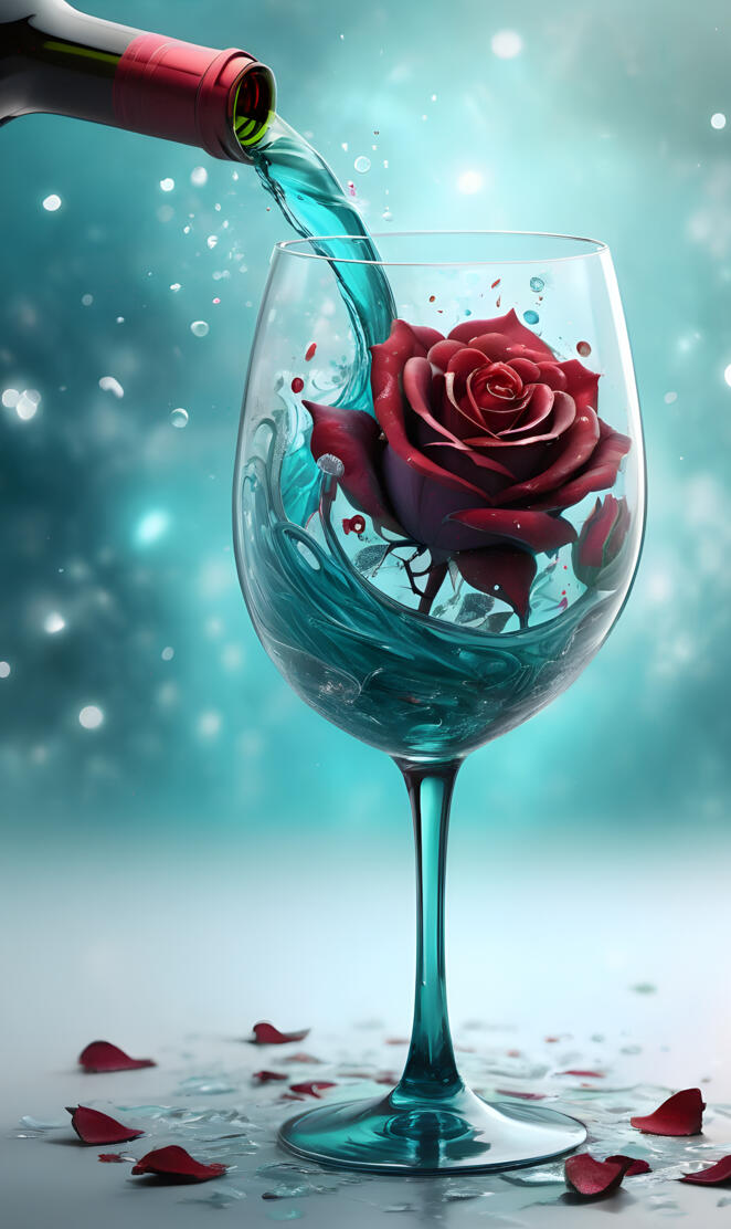 a glass of red wine being poured