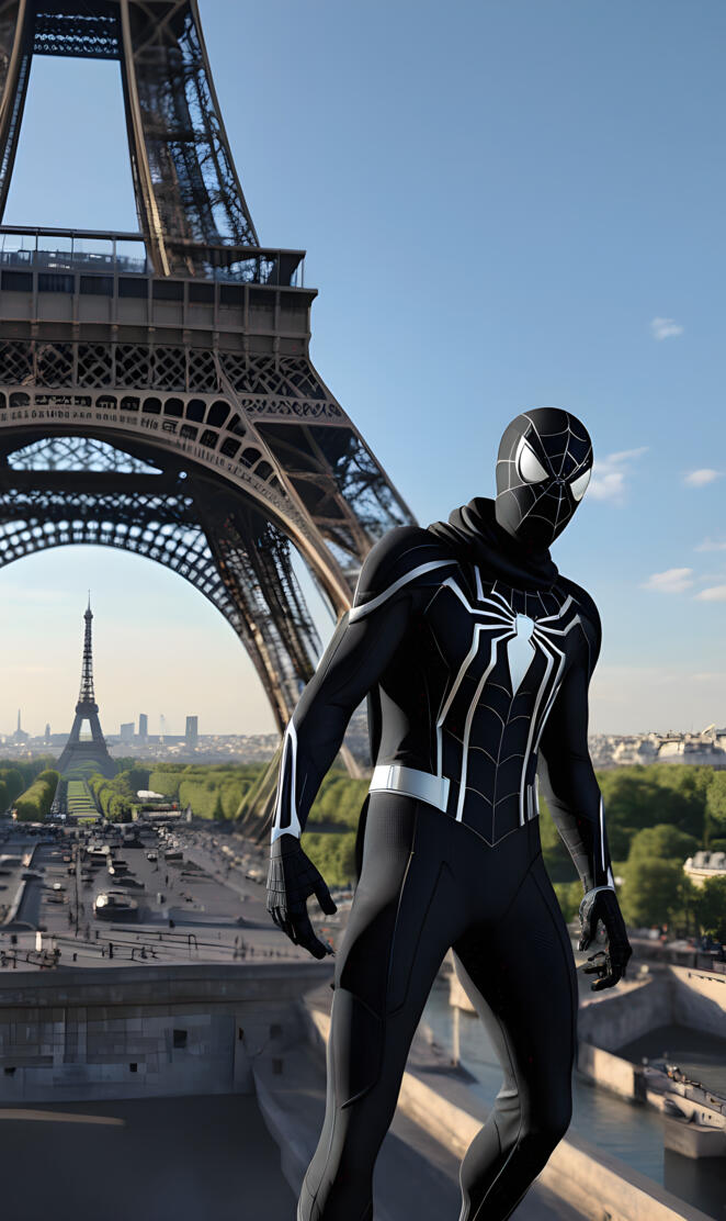 spiderman et la tour Eiffel
