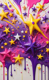 a colorful map with stars