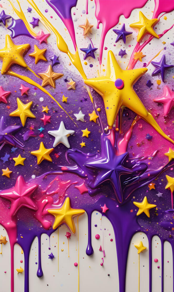 a colorful map with stars