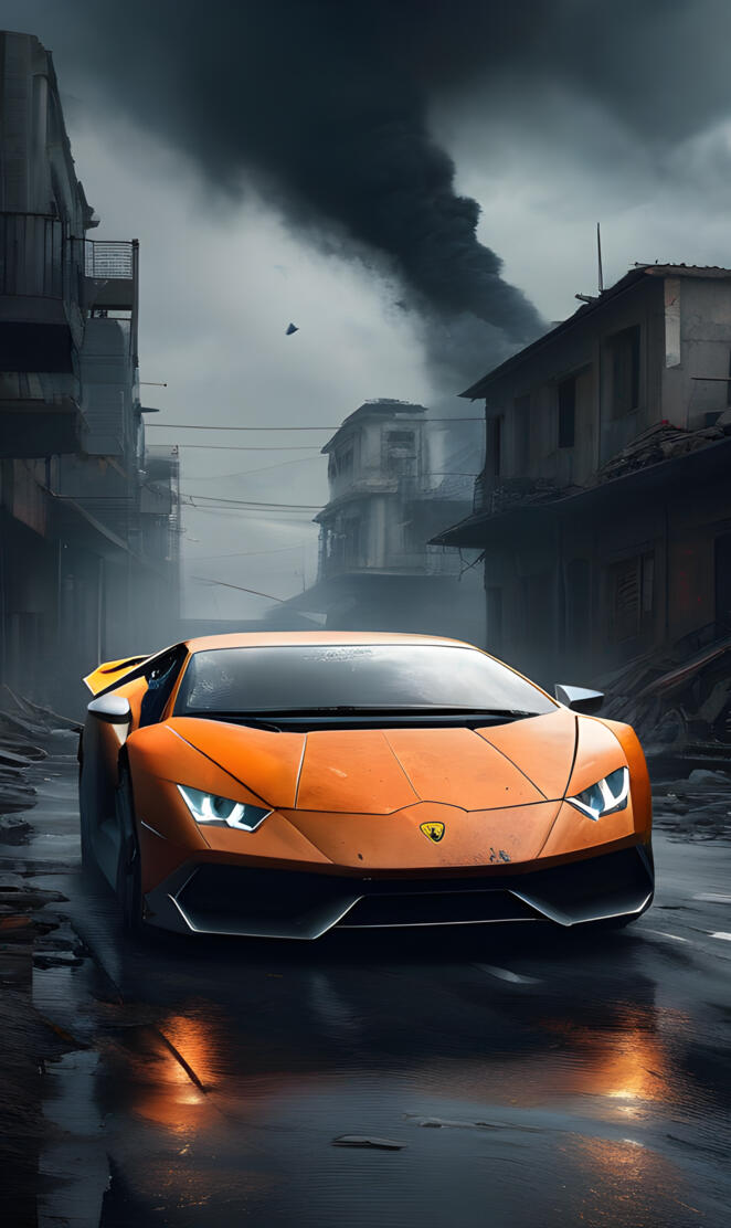 a car parked on a wet street