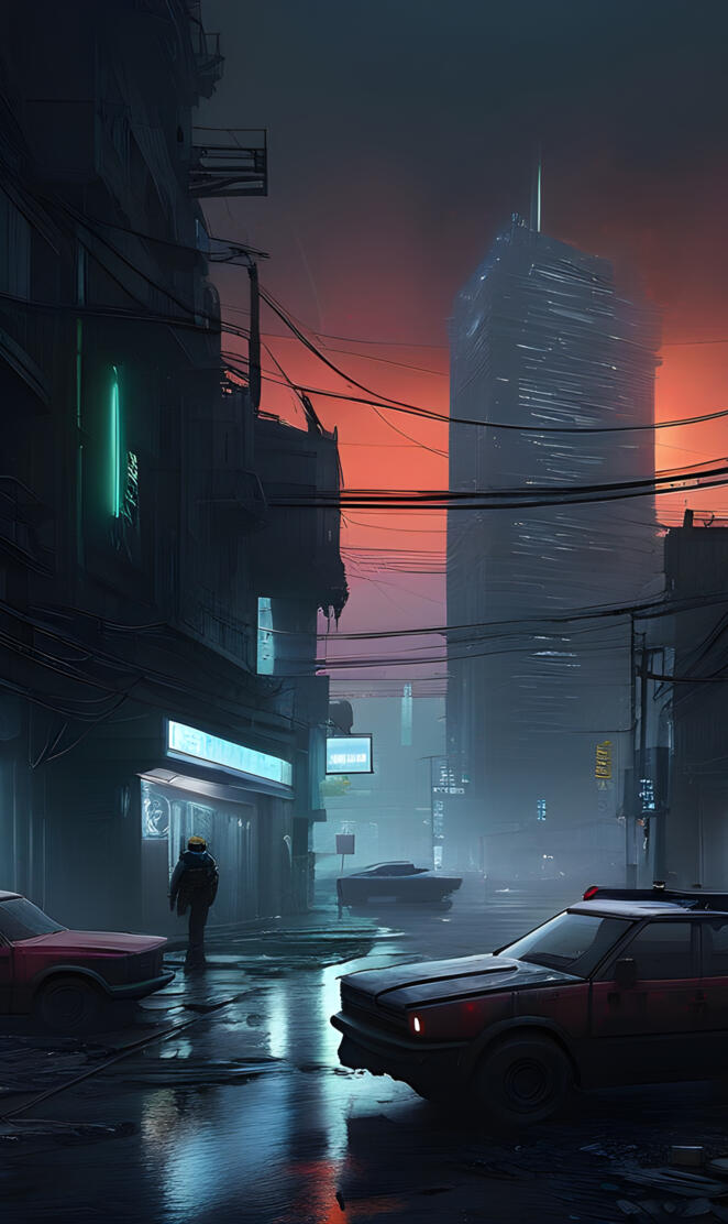 a person walking on a wet street