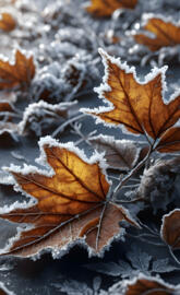 frozen dried leaves