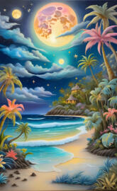 Pacific Island at night