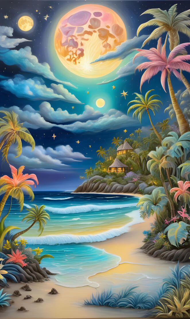 Pacific Island at night