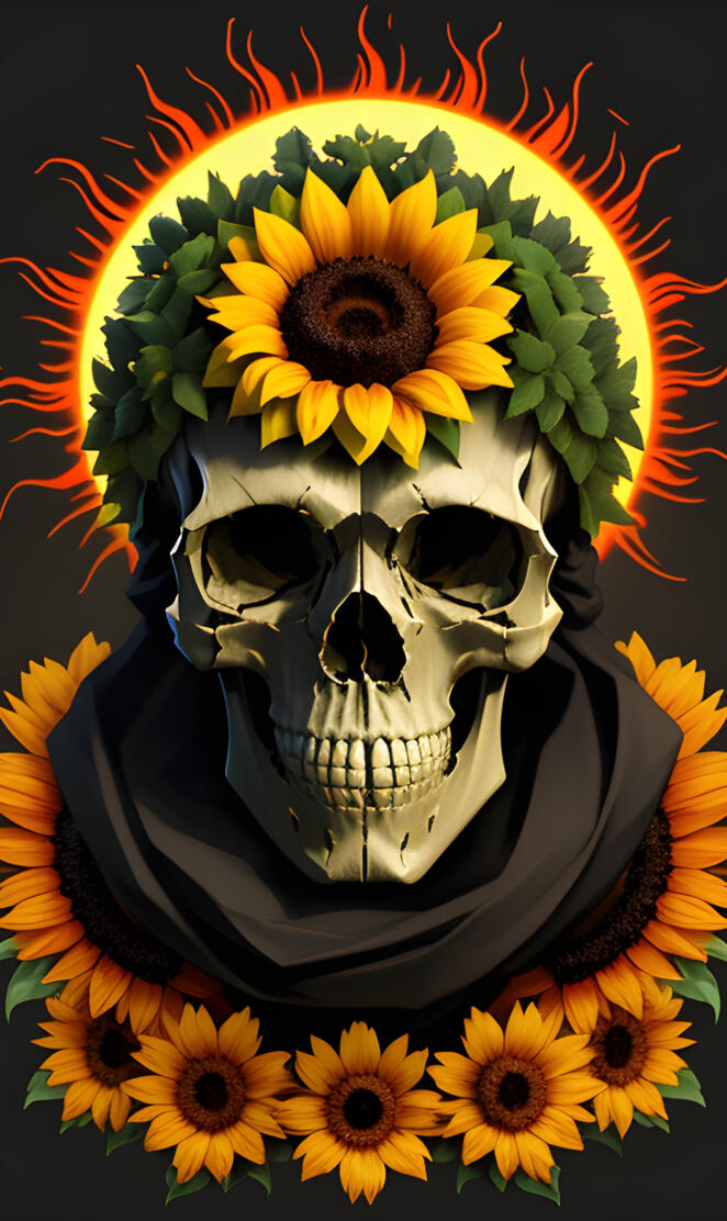 blazing skulls and sunflowers