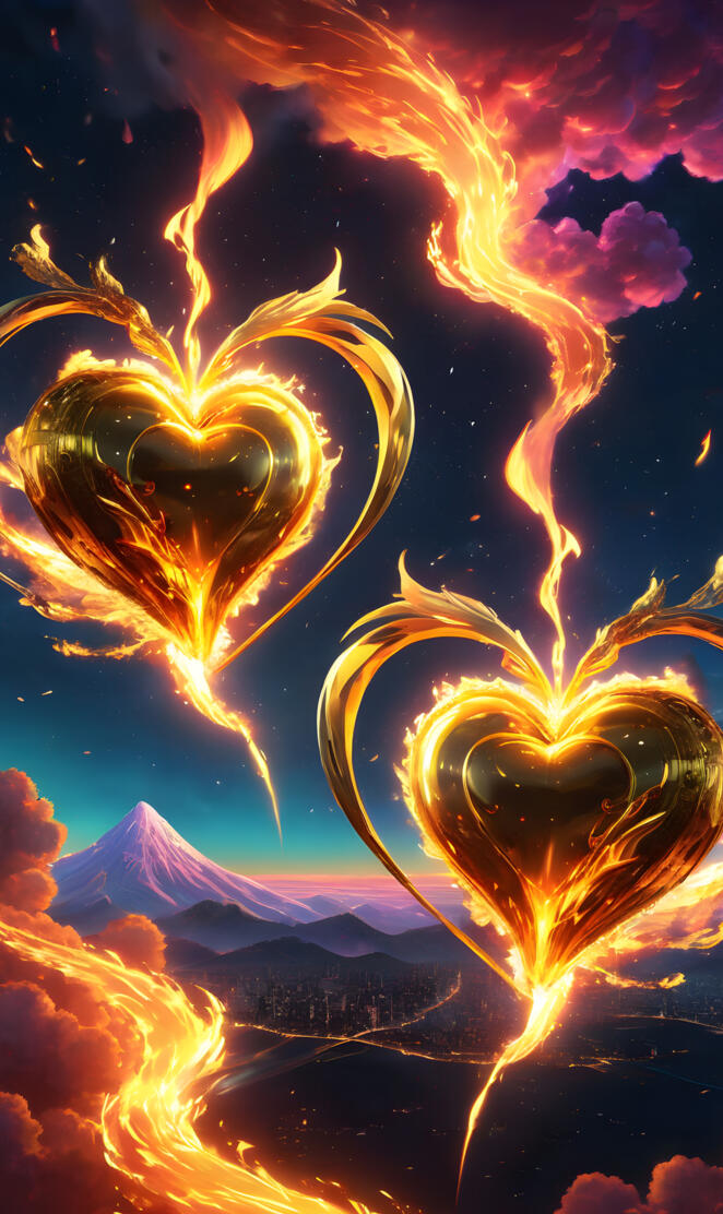 Hearts on fire asending together