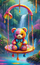 a stuffed animal in a glass ball