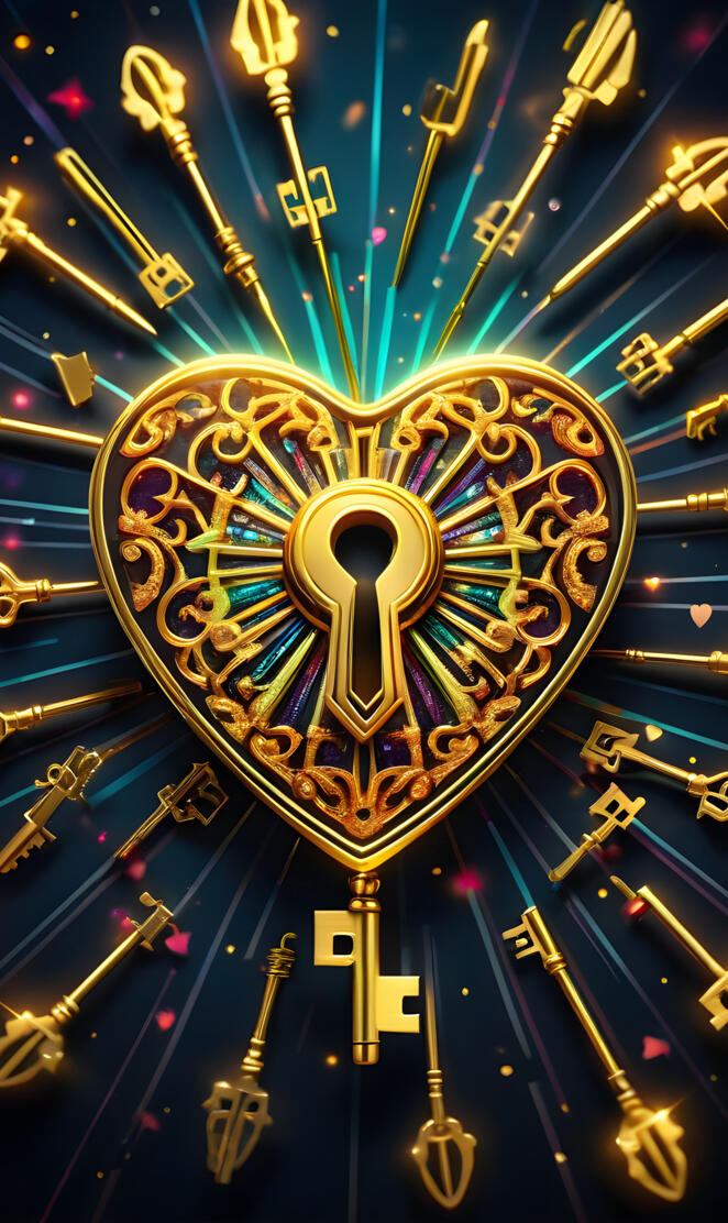 gold holographic heart