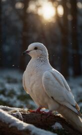 A dove, very white and gleaming like snow
