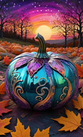 teal etched pumpkin