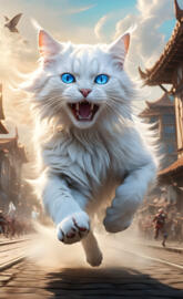 a white cat with blue eyes