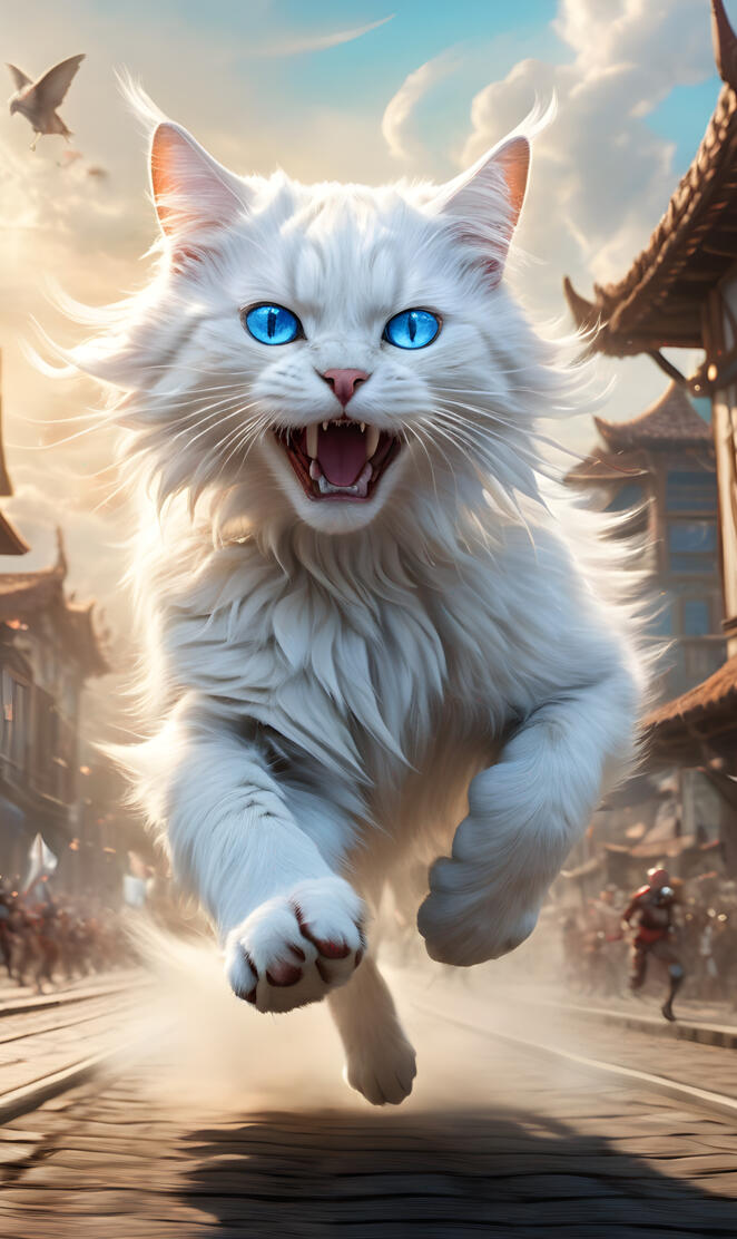 a white cat with blue eyes
