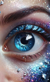 a close up of a woman's eye