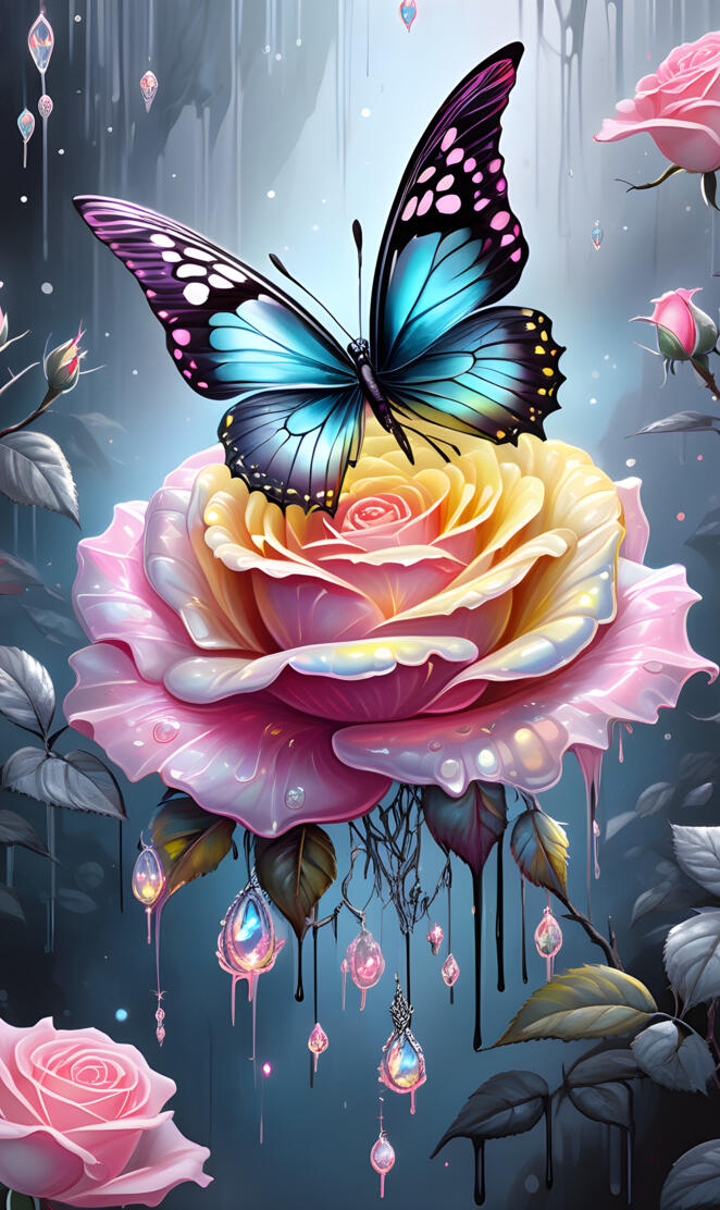moonstone rose butterfly
