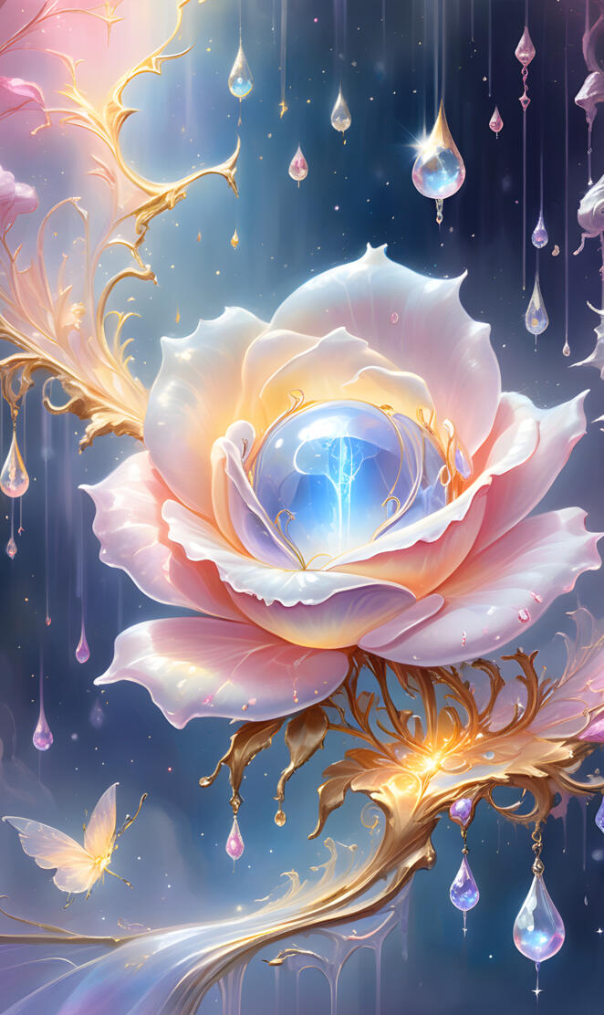 floating moonstone rose