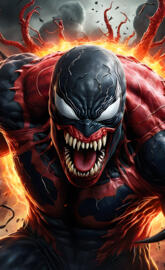 Venom fusion with Red Hulk heat radiating anger