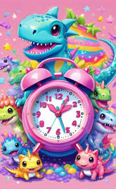 a clock with cartoon animals around it