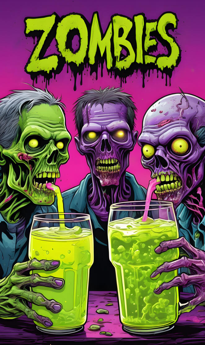 zombie Vaca, zombies , spooky, tripping, neon, Halloween