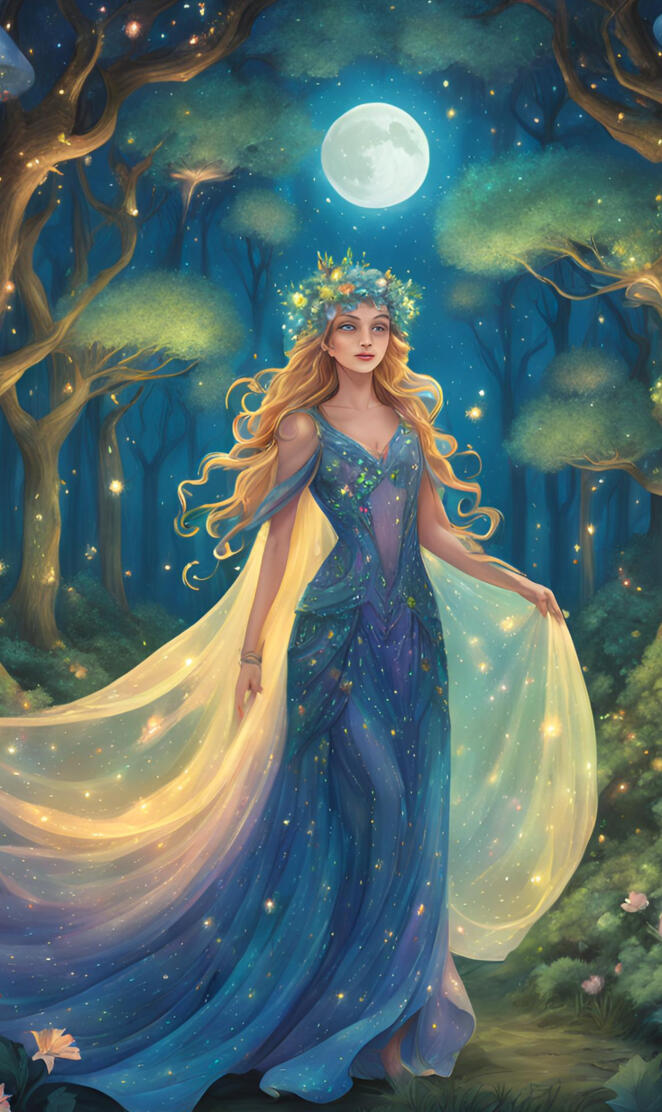 Moonlit Enchantment: A Forest Queen’s Realm