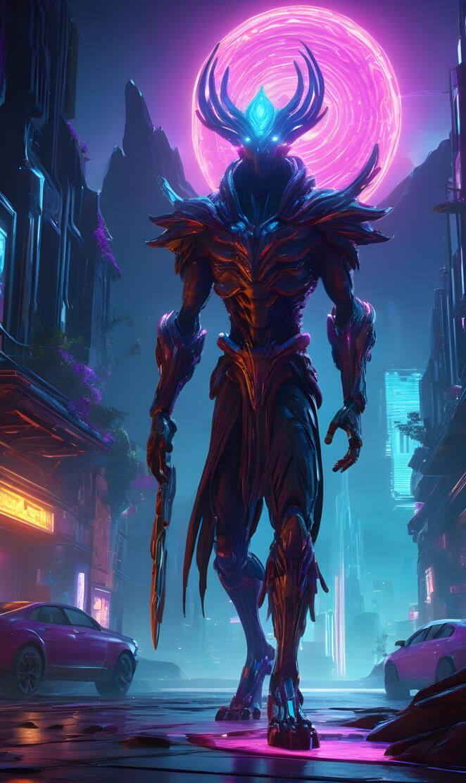 a large dinosaur statue in a city