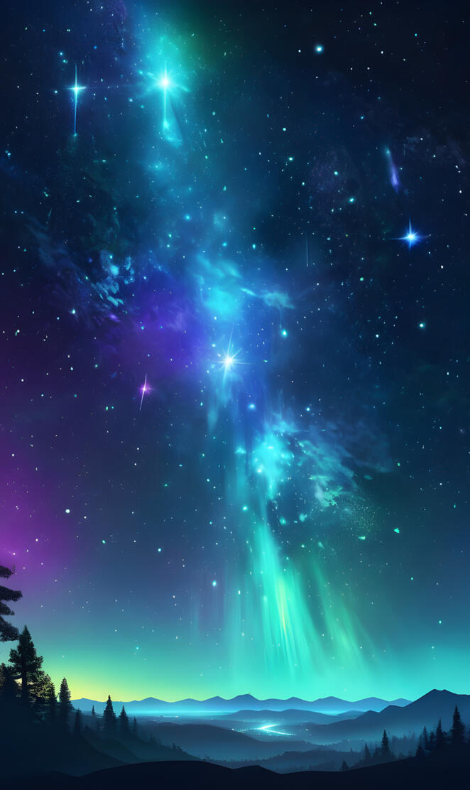 Southern lights at night