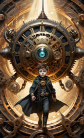 creepy eyed boy in front of a creepy eye