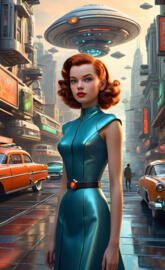 Retro Girl Beam Me Up