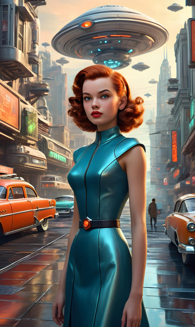 Retro Girl Beam Me Up