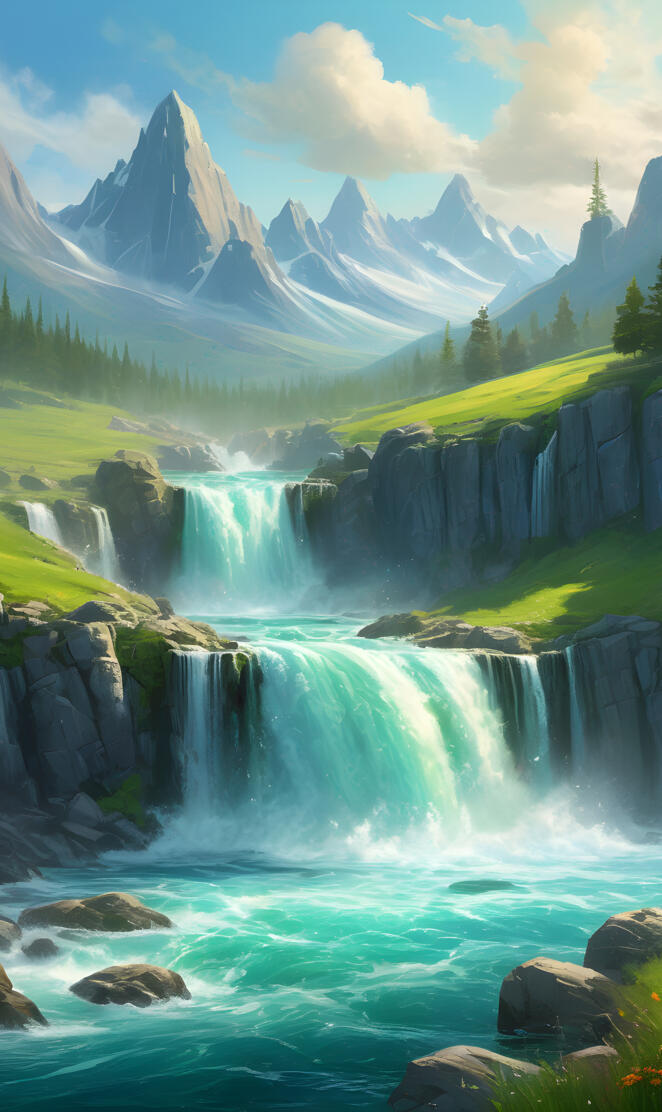 waterfalls in the fields