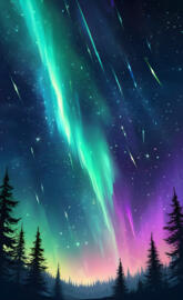 Northern lights beaming in a night sky