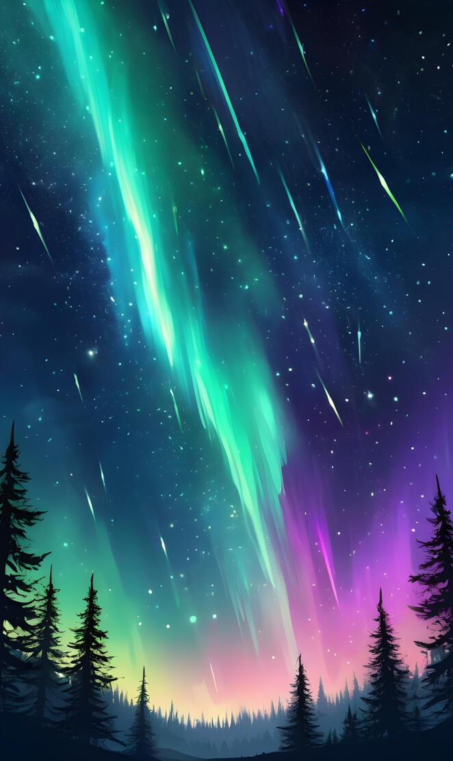 Northern lights beaming in a night sky