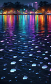 a body of water with a city in the background