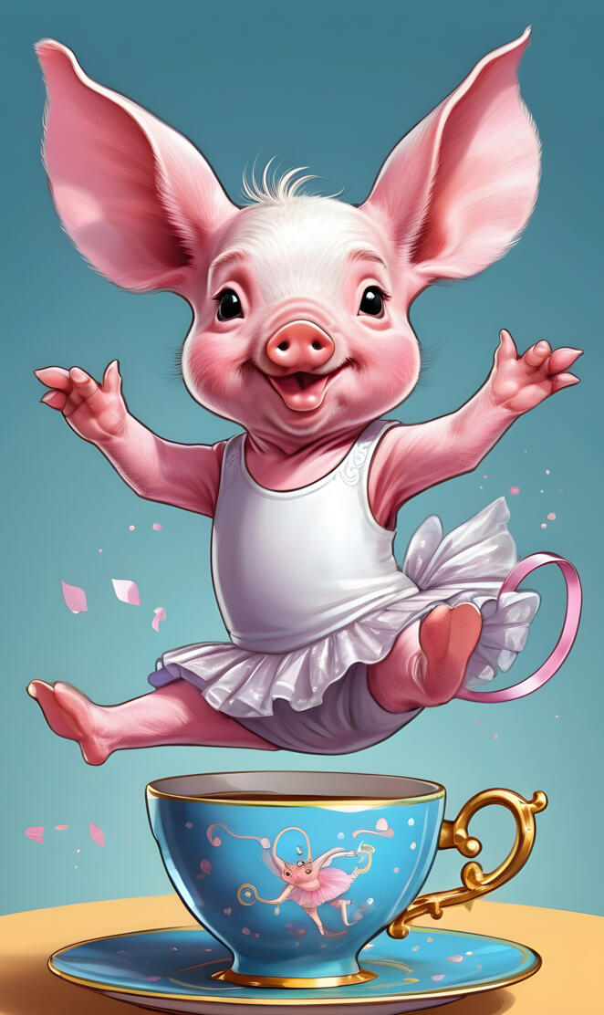 a pink piggy bank in a teacup