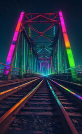 a roller coaster at night