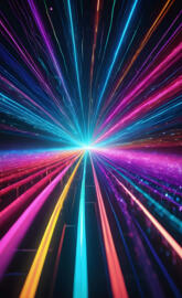 a colorful background with a black border