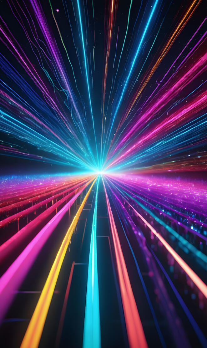 a colorful background with a black border