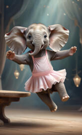 a small elephant wearing a pink dress