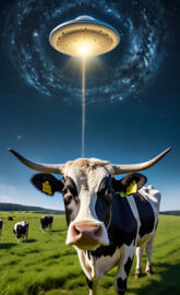 flying saucer and cow