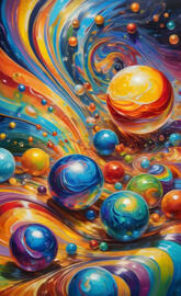 a group of colorful balls