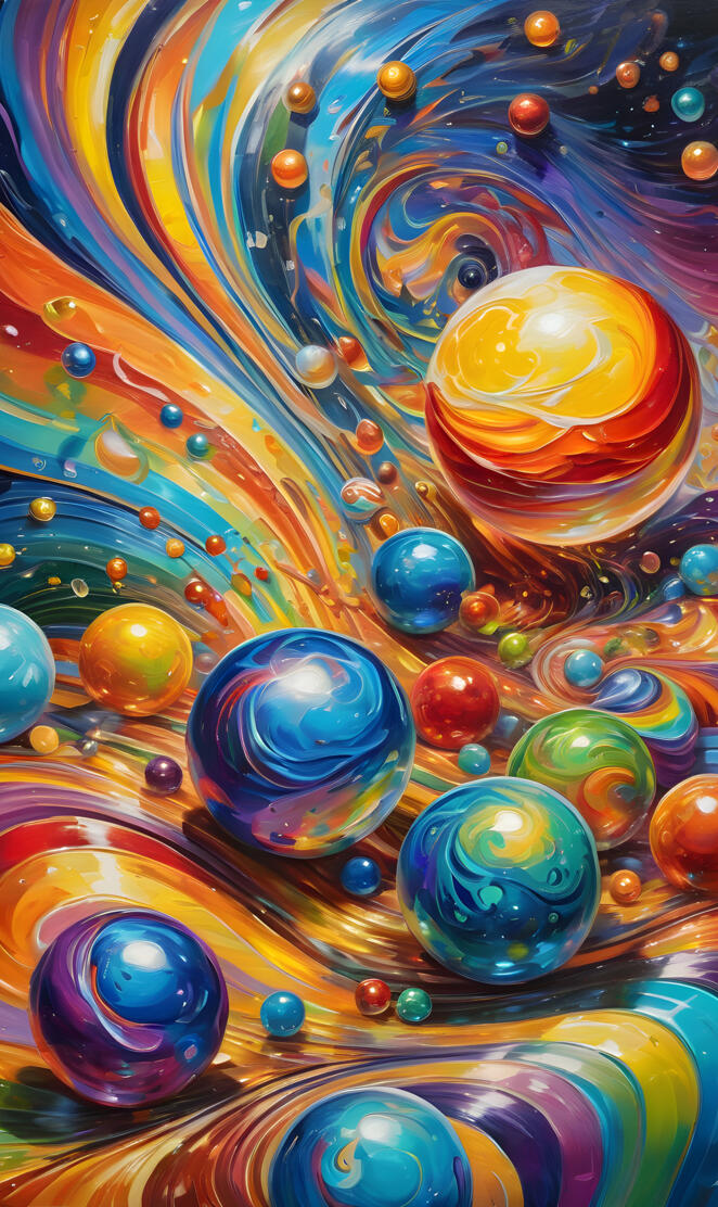 a group of colorful balls