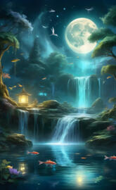 Moonlit waterfall