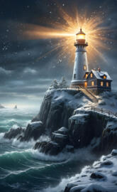 a lighthouse on a rocky cliff