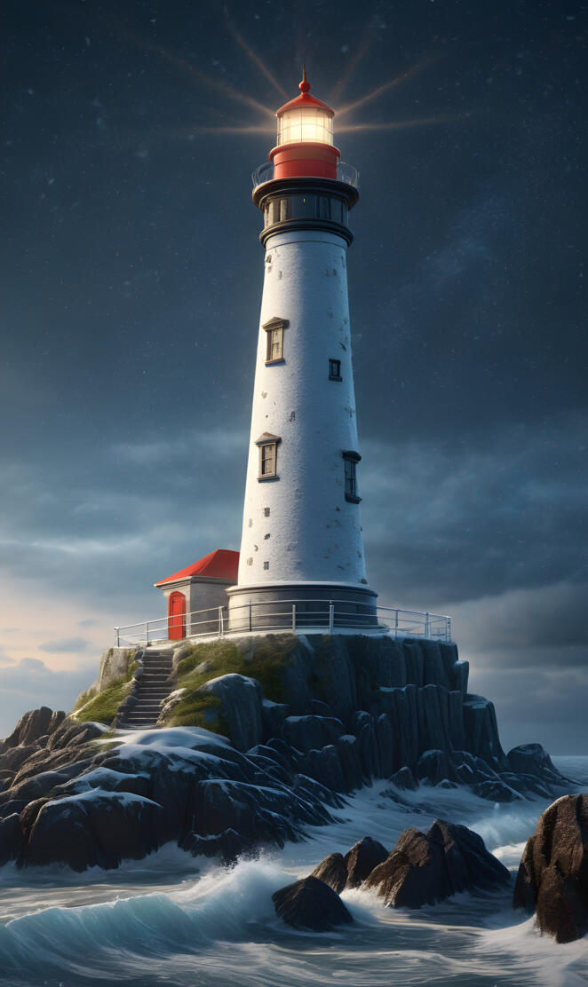 a lighthouse on a rocky cliff