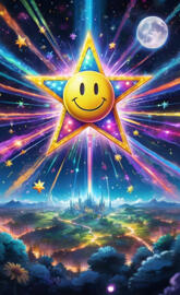 smiley star over beautiful landscape