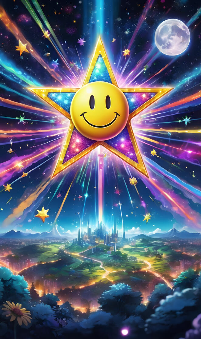 smiley star over beautiful landscape
