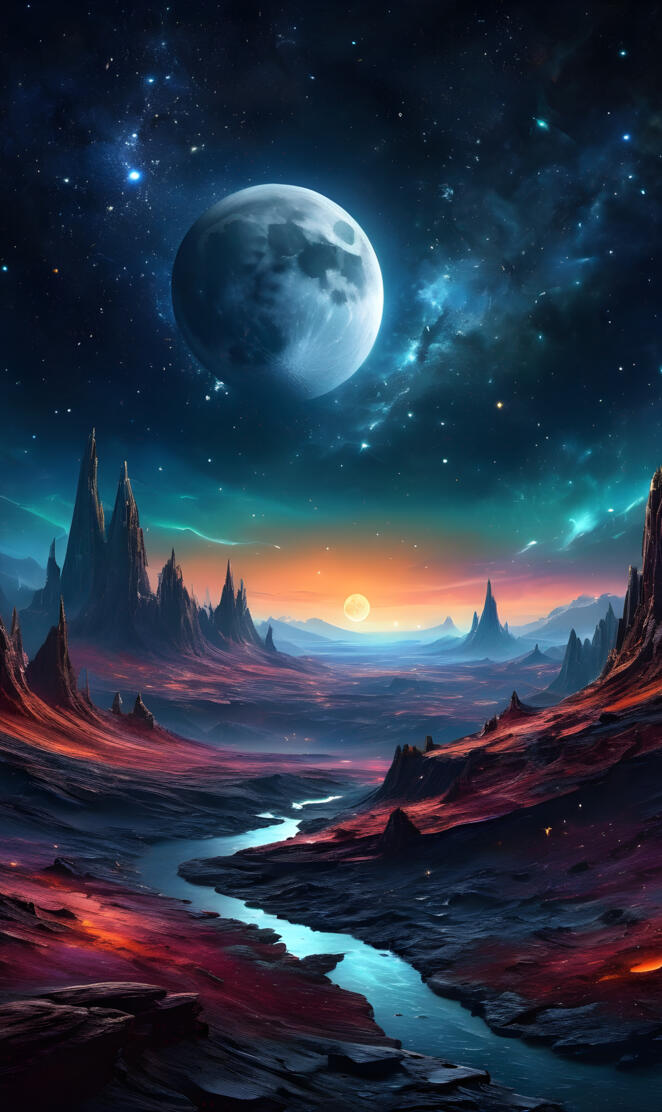 a planet in space with a city in the background