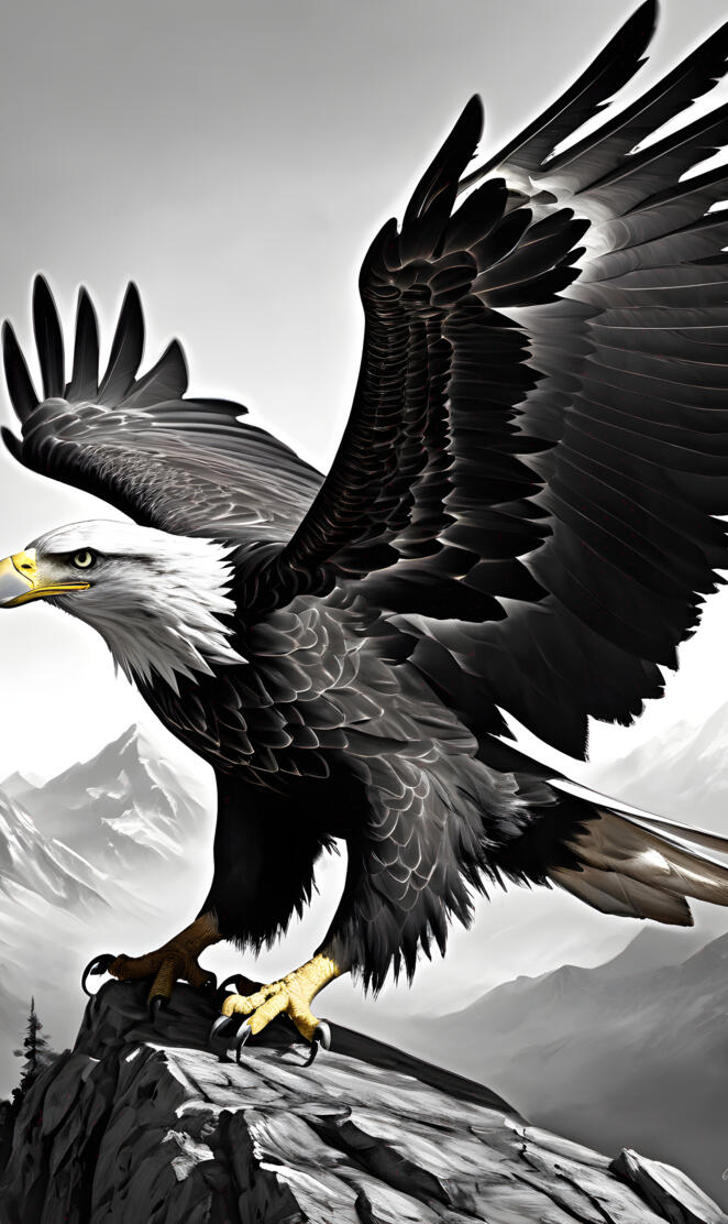 a bald eagle with its wings spread